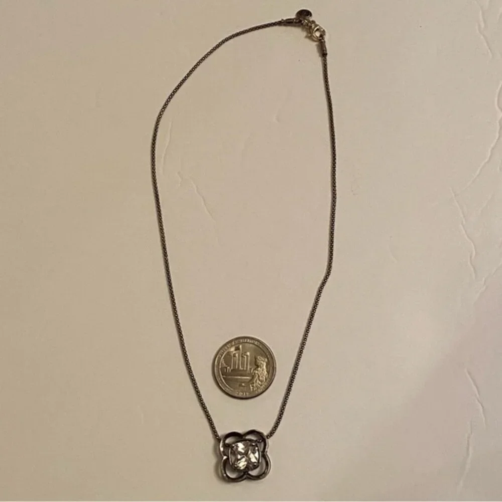 SILPADA NECKLACE STERLING SILVER 925 POPCORN CHAIN 16” CZ FLOWER PENDANT N1411 - Picture 8 of 11